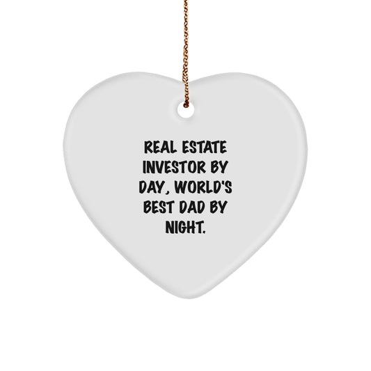 Real Estate Investor Gifts by Day, Heart Ornament by Night, Funny Quote, Christmas Unique Gifts from Dad to Men - Image 1