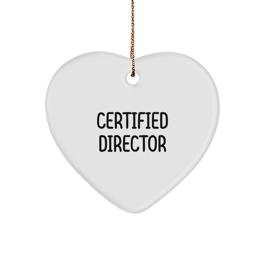 Funny Director Gifts for Her, Heart Ornament with Certified Quote, White, 2.75" tall, Christmas Unique Gifts from Friends, Gifts for Director - Image 1