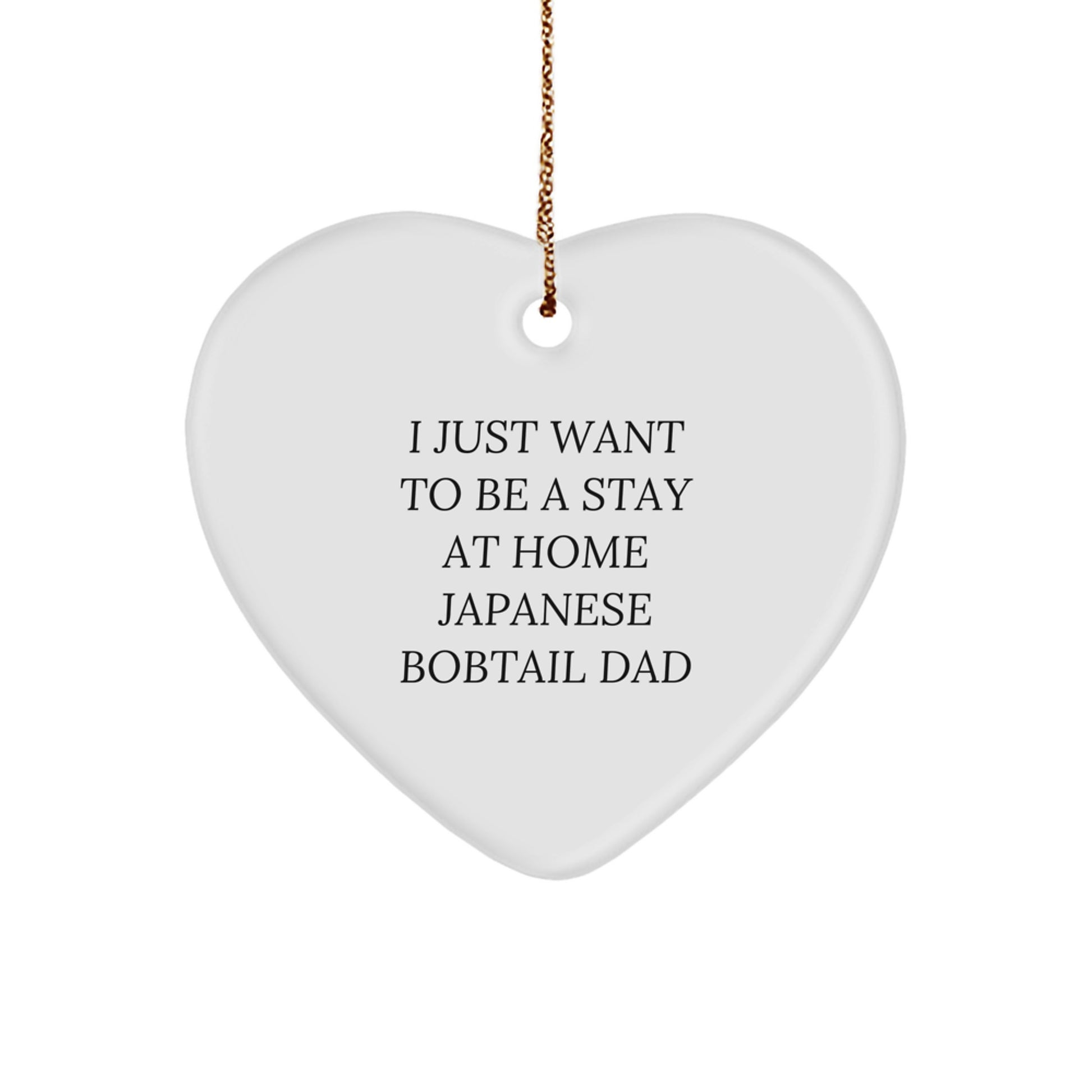 Funny Japanese Bobtail Cat Dad Christmas Unique Gifts from Men to Friends, Heart Ornament for Japanese Bobtail Cat Lovers - Image 1