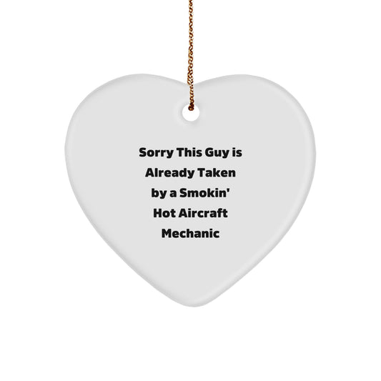 Aircraft Mechanic Gifts from Friends, Funny Heart Ornament for Christmas - Image 1