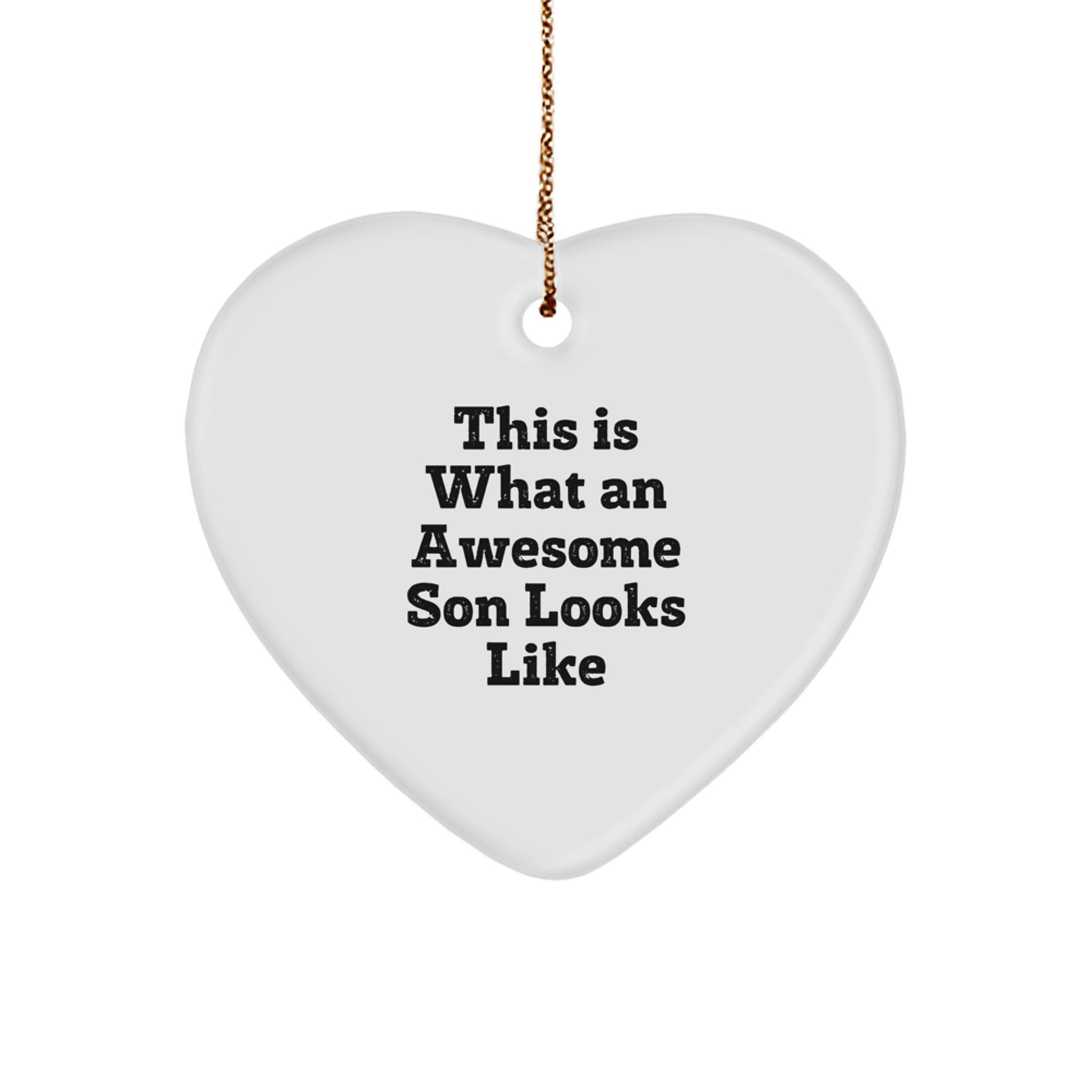 Funny Son Heart Ornament, 'This Is What An Awesome Son Looks Like' Gifts for Son from Family, Men's Unique Christmas Unique Gifts - Image 1
