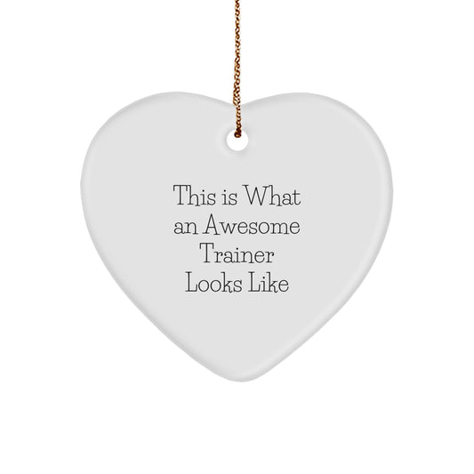Funny Trainer Gifts from Friends for Awesome Trainers, This Is What An Awesome Trainer Looks Like Heart Ornament, Christmas Unique Gift for Men, Women, Coworkers, or Family - Image 1