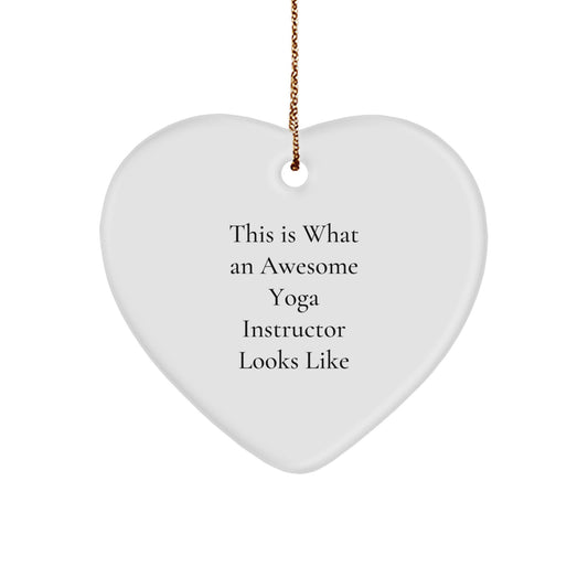 Yoga Instructor Christmas Unique Gifts - 'This Is What An Awesome Yoga Instructor Looks Like' Heart Ornament Gifts from Family, Friends, Coworkers for Yoga Instructor - Image 1