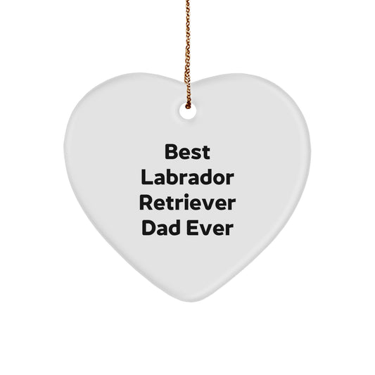 Labrador Retriever Dog Lover Gifts from Family - Best Dad Ever Heart Ornament for Christmas - Image 1