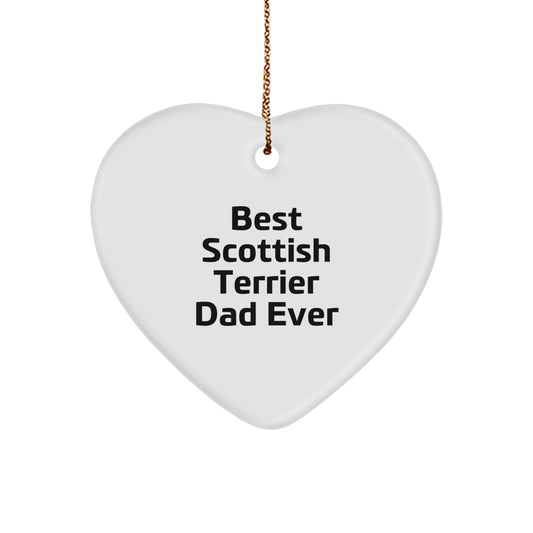 Funny Scottish Terrier Dog Gifts for Men, 'Best Scottish Terrier Dad Ever' Heart Ornament, Gifts from Husband to Family, Christmas Unique Presents - Image 1