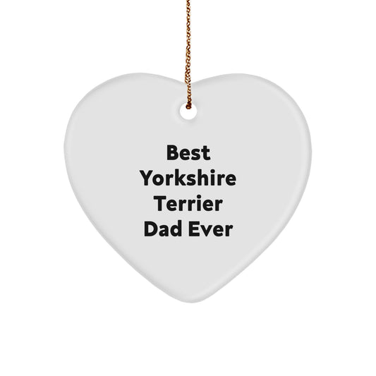 Yorkshire Terrier Dog Dad Gifts from Family for Christmas - Best Yorkshire Terrier Dad Ever Heart Ornament - Image 1
