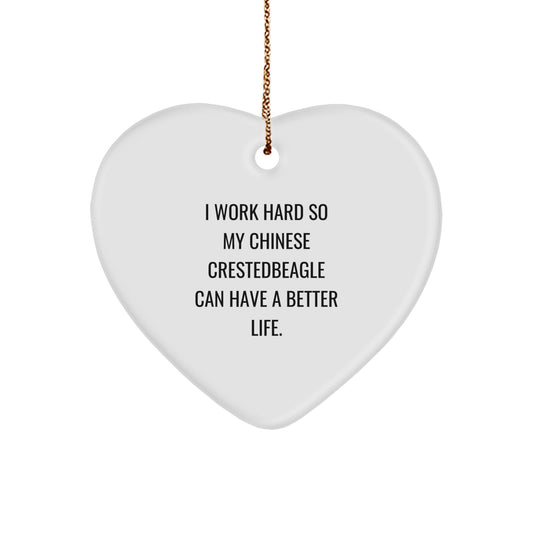 Chinese Crested Dog Lover's Inspirational Heart Ornament, Gifts from Family for Chinese Crested Dog, Funny Quote, Christmas Unique Presents - Image 1