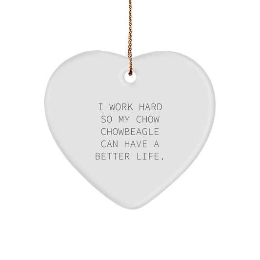 Chow Chow Dog Lover's Heart Ornament, Funny Quote Gifts for Men, Women, or Friends, Christmas Unique Presents from Family - Image 1