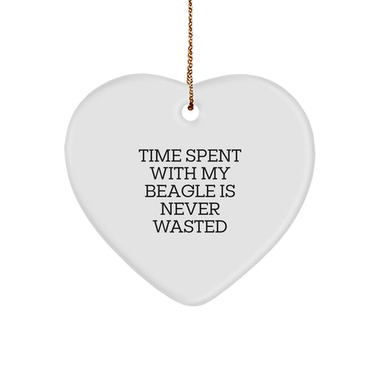 Beagle Dog Lovers' Heart Ornament, 'Time Spent With My Beagle Is Never Wasted', Gifts from Family to Beagle Dog, Christmas Unique Gifts - Image 1