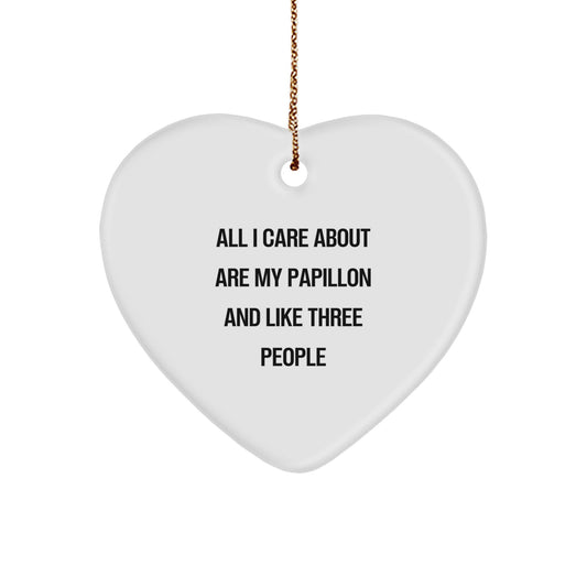 Papillon Dog Lovers' Heart Ornament, Funny Christmas Unique Gift from Friends and Family - Image 1