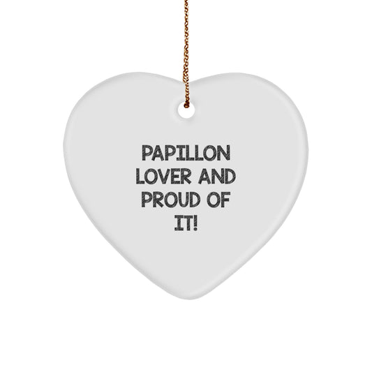 Papillon Dog Lover Gifts from Friends to Family - Funny Heart Ornament for Christmas - Image 1