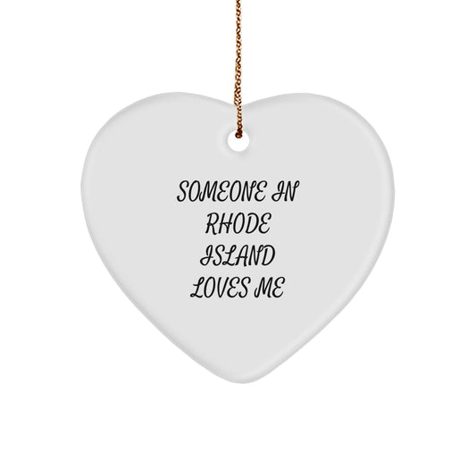 Someone In Rhode Island Loves Me Heart Ornament Gifts from Family, Christmas Unique Gifts - Image 1