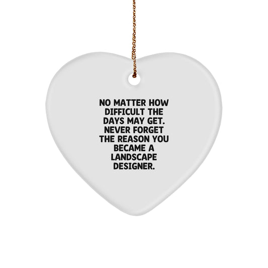 Inspirational Landscape Designer Gifts - 'No Matter How Difficult The Days May Get' Heart Ornament for Christmas, Gifts from Family to Friends - Image 1