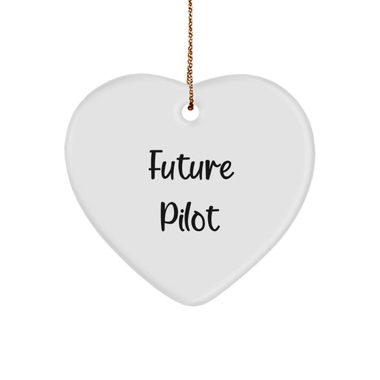 Funny Future Pilot Heart Ornament, Gifts from Friends for Future Pilots, Christmas Unique Gifts - Image 1