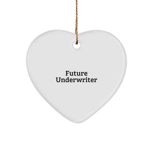 Funny Future Underwriter Gifts from Women, 'Future Underwriter' Quote on Heart Ornament, White, 2.75' Tall, Christmas Unique Gifts for Underwriter - Image 1
