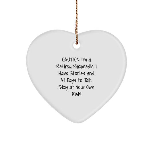 Rescue Worker Heart Ornament Gifts from Men for Rescue Workers - 'Caution: I'm A Retired Rescue Worker...' Unique Christmas Unique Gift - Image 1
