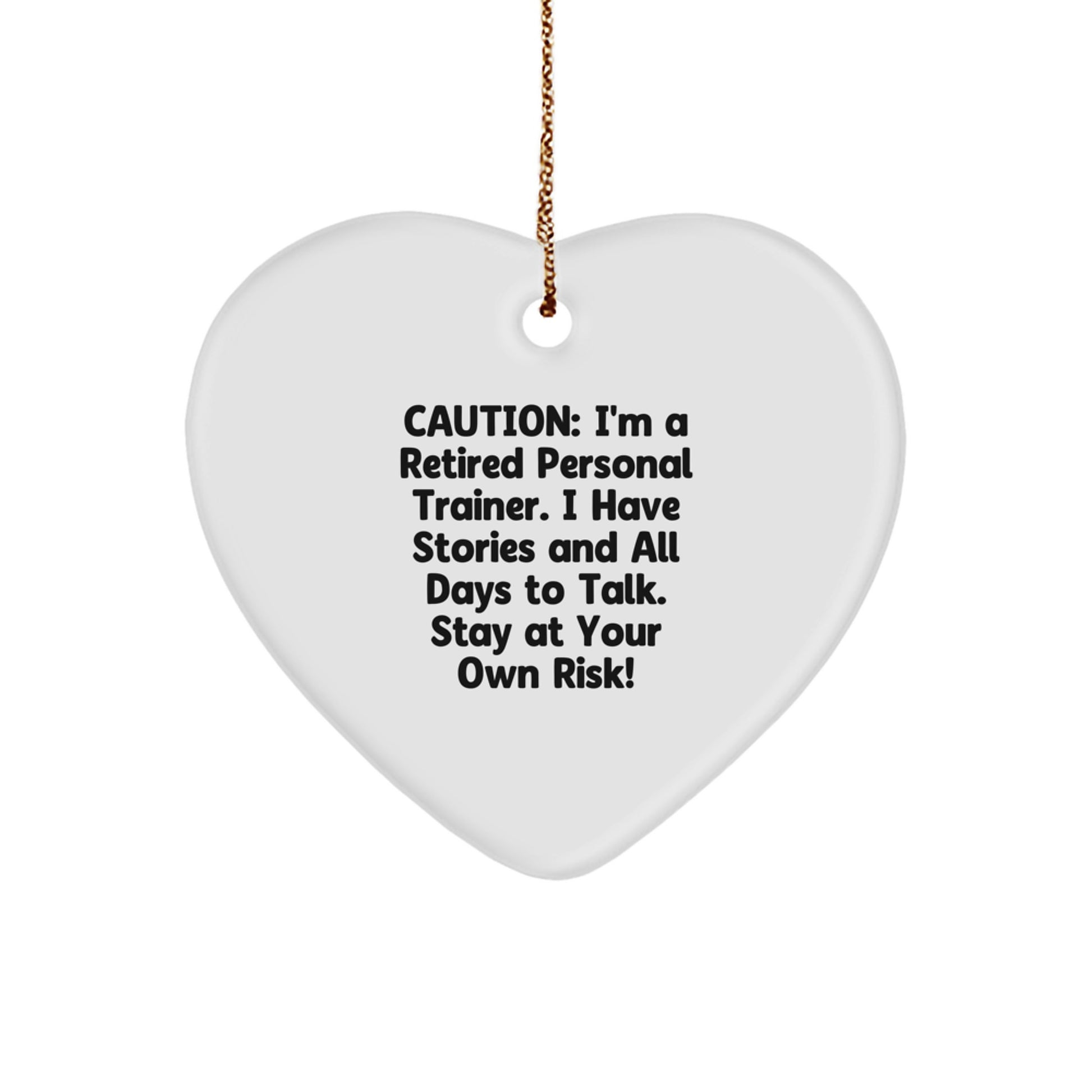 Personal Trainer Gifts from Friends for Christmas - 'Stay At Your Own Risk' Heart Ornament, Funny Quote, Durable MDF, Vibrant Colors, Easy Hanging - Image 1