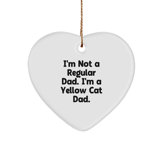 Funny Yellow Cat Dad Heart Ornament, Gifts from Men, for Yellow Cat Lovers, Christmas Unique Gifts - Image 1