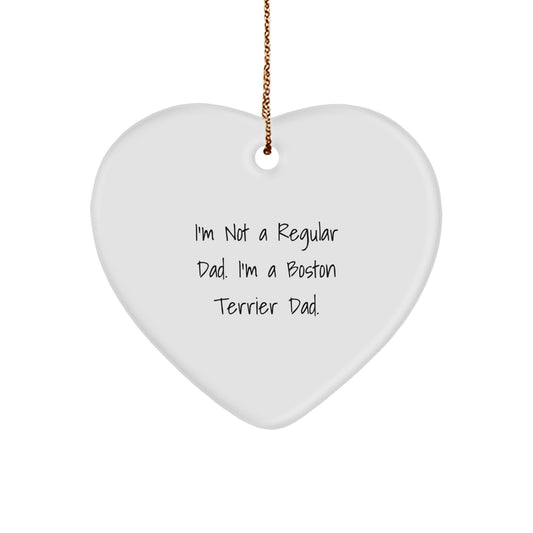 Boston Terrier Dad Heart Ornament, Funny Christmas Unique Gifts from Dad to Boston Terrier Dog Lover, Gifts for Boston Terrier Dog Enthusiasts, Gifts from Dad to Men, Family, Friends - Image 1