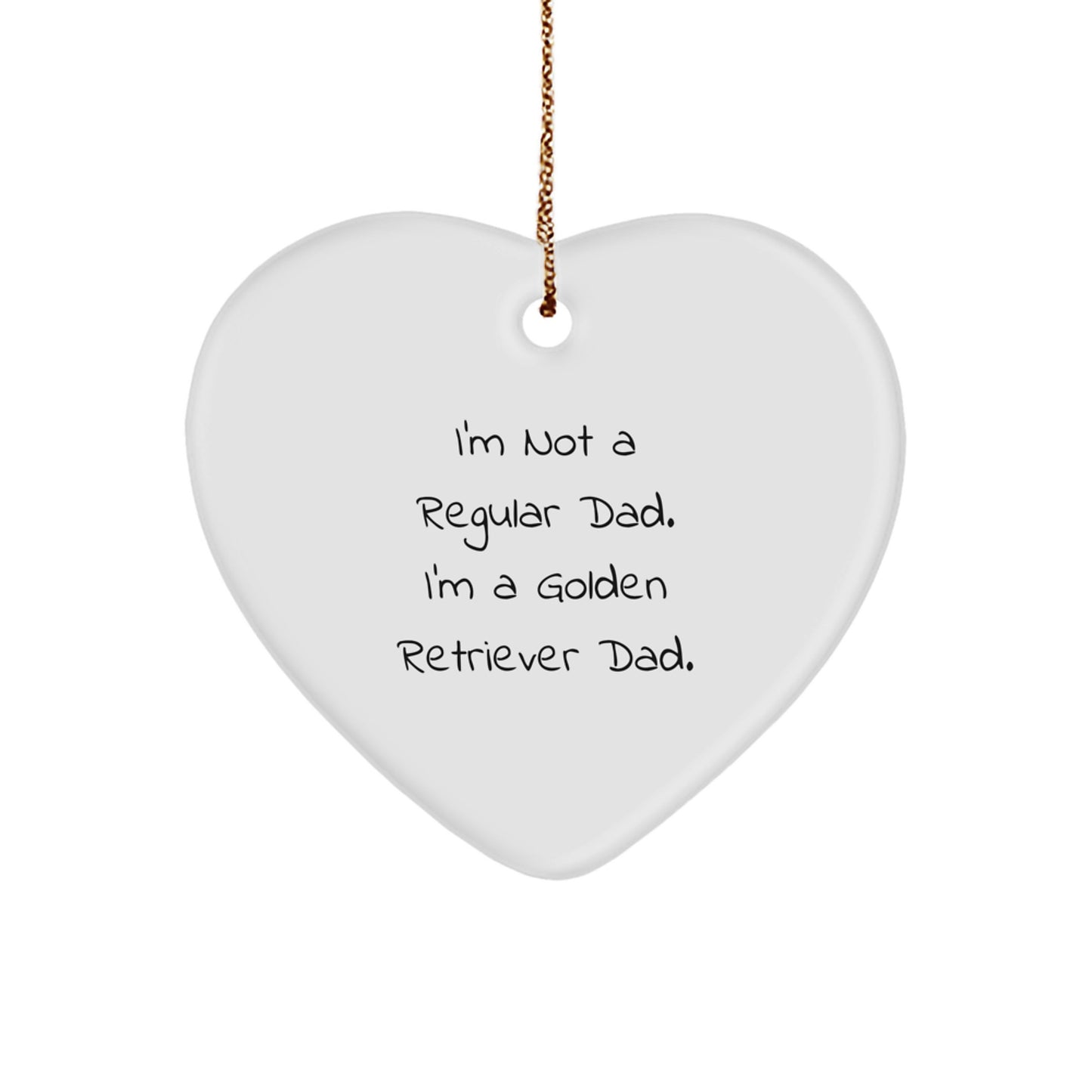 Golden Retriever Dad Heart Ornament, Funny Quote Gifts from Men to Men, Unique Christmas Unique Gifts for Golden Retriever Dog Lovers - Image 1