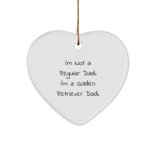Golden Retriever Dad Heart Ornament, Funny Quote Gifts from Men to Men, Unique Christmas Unique Gifts for Golden Retriever Dog Lovers - Image 1