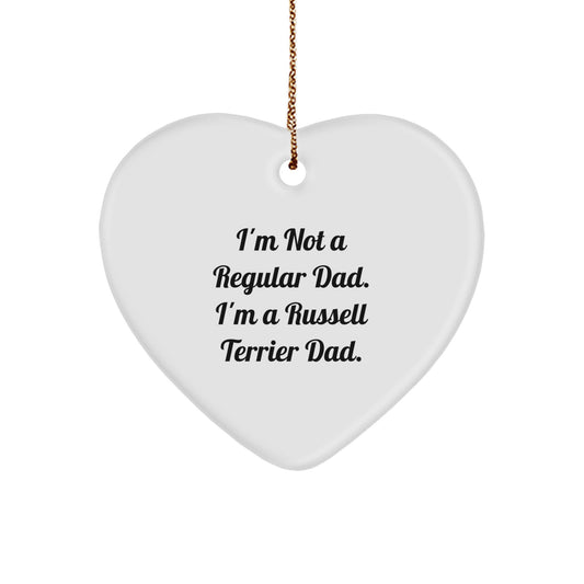 Russell Terrier Dog Dad Funny Christmas Unique Gifts from Family, Heart Ornament for Russell Terrier Dog, I'm Not A Regular Dad, I'm A Russell Terrier Dad. - Image 1