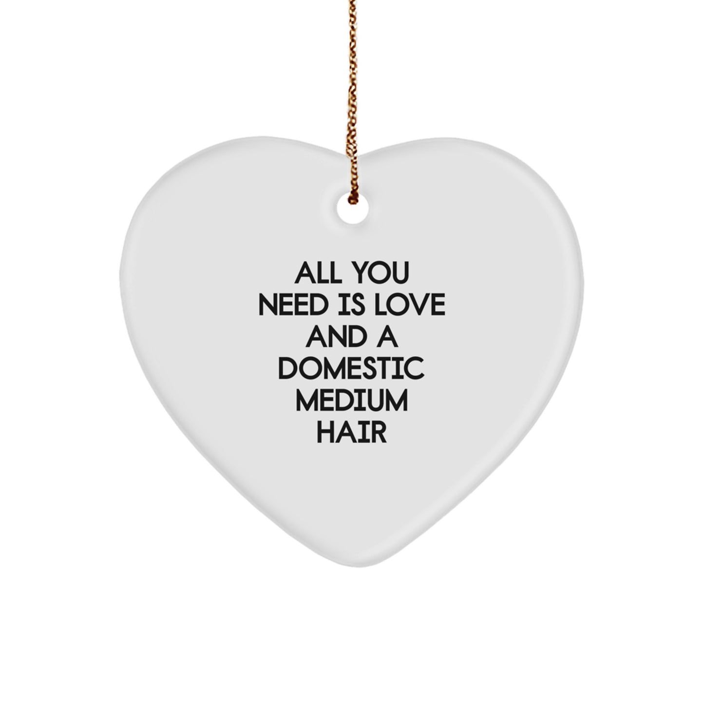Domestic Medium Hair Cat Gifts from Men, Heart Ornament, Christmas Unique Love and Heart Decor - Image 1
