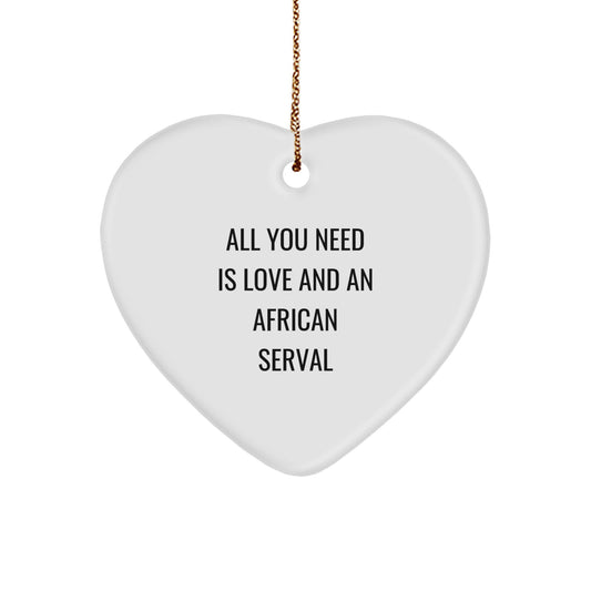 African Serval Cat Heart Ornament Gifts from Friends, Fun Christmas Unique Presents for African Serval Cat Lovers - Image 1
