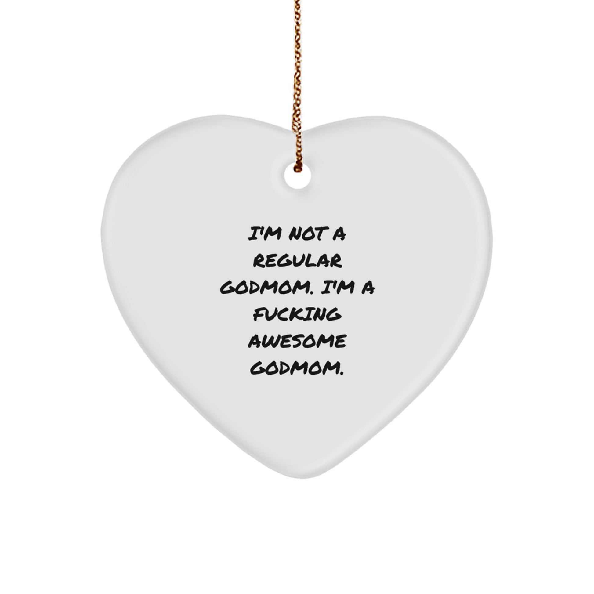 Godmom Awesome Heart Ornament Gifts from Men to Godmoms, Funny Quote for Christmas Decor - Image 1