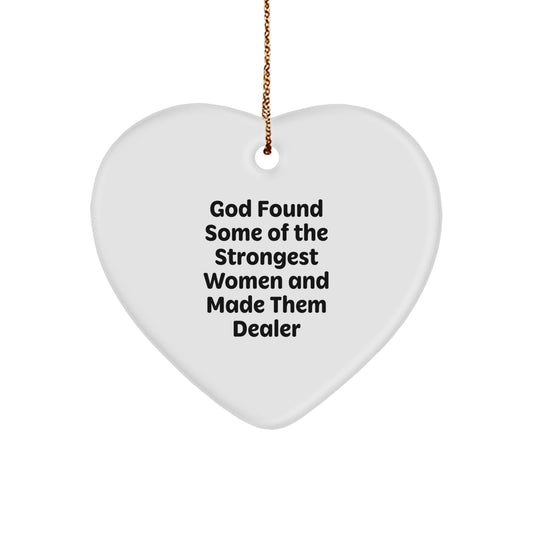 Funny Dealer Gifts, Heart Ornament from God's Strongest Women, Christmas Unique Gifts for Her, from Friends, Coworkers, Family - Image 1