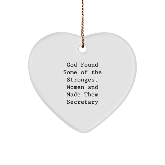 Secretary Gifts from Men, Funny Heart Ornament with Quote, Unique Christmas Memorable Presents for Women, Coworkers, Family - Image 1