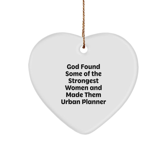 Strongest Women Urban Planner Gifts, Funny Christmas Heart Ornament, Gifts from Women to Urban Planner - Image 1