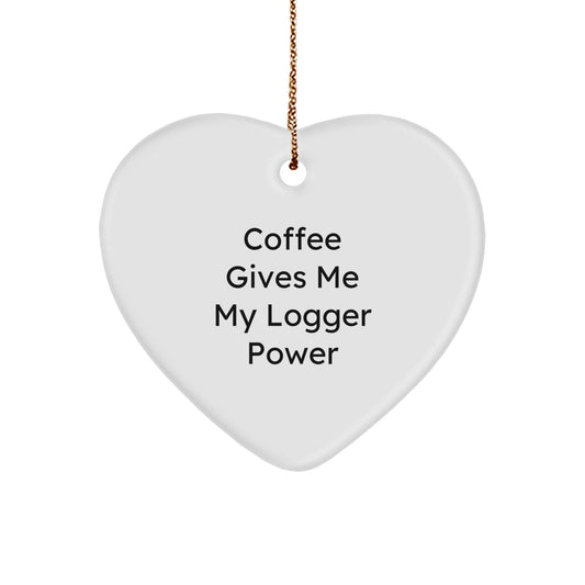 'Logger Power' Heart Ornament for Gifts from Friends, Family, or Coworkers to Logger Lovers, Perfect for Christmas Unique Gifts - Image 1