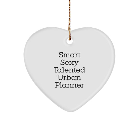 Funny Urban Planner Gifts from Friends - 'Smart Sexy Talented' Heart Ornament for Christmas - Image 1