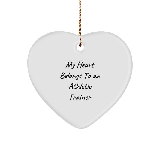 Funny Athletic Trainer Gifts from Friends - Heart Ornament for Christmas with 'My Heart Belongs To An Athletic Trainer' Quote for Him or Her - Image 1
