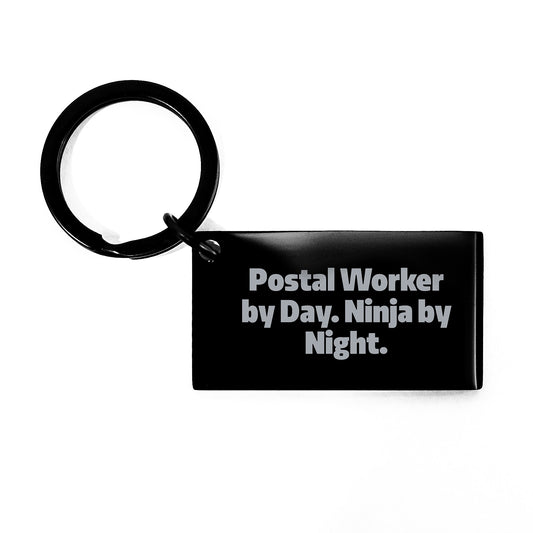 Funny Postal Worker Gifts from Friends, Birthday Unique Postal Worker Keychain, Postal Worker By Day. Ninja By Night., Stainless Steel Keychain - Image 1