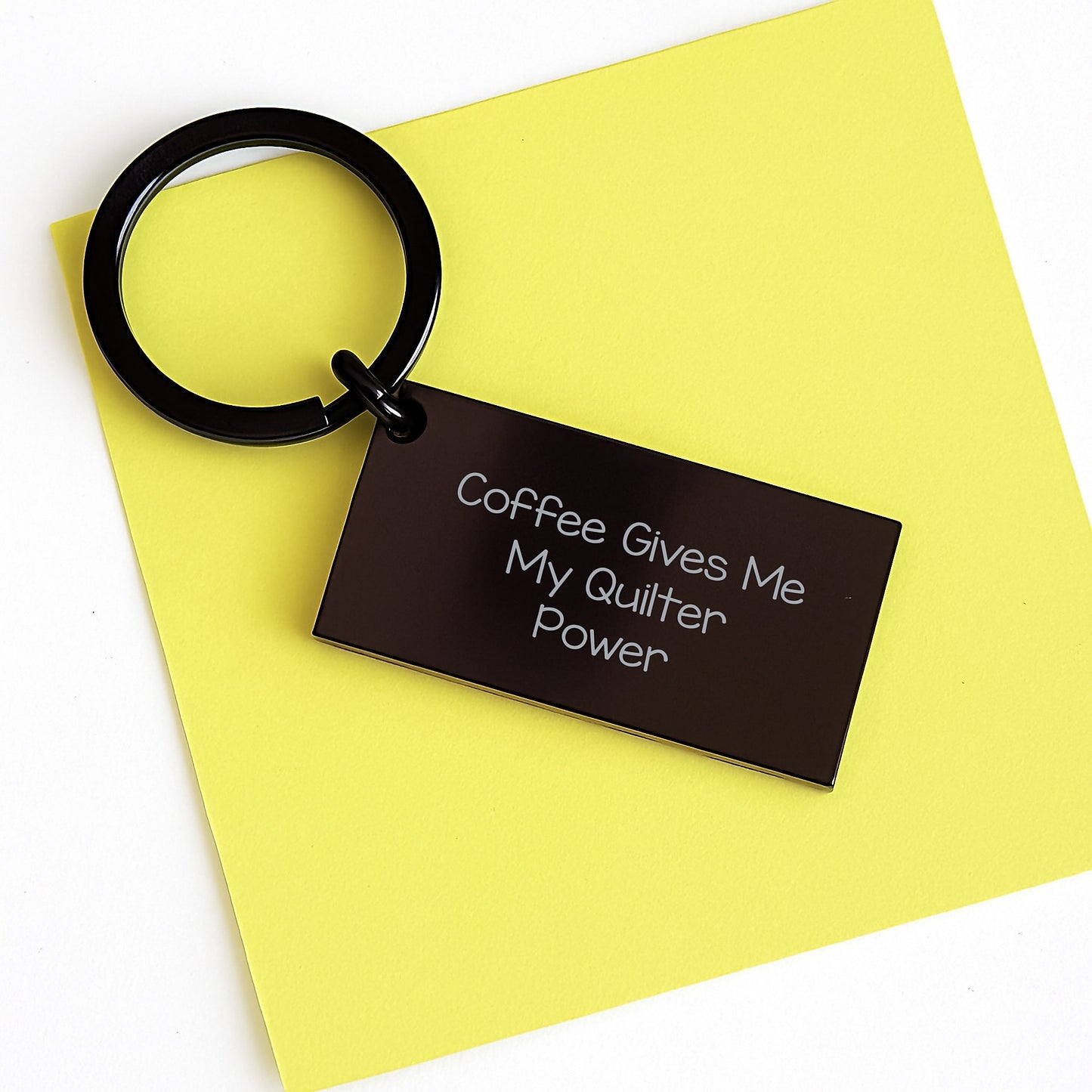 Quilter Gifts for Graduation, Funny Keychain with 'Coffee Gives Me My Quilter Power' Quote, Black Stainless Steel, Gifts from Family, Friends, Coworkers, and More for Quilter, Quilter Power Keychain - Image 3