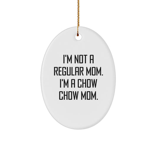 Funny Chow Chow Dog Mom Gifts from Friends for Christmas Unique Oval Ornament - Image 1