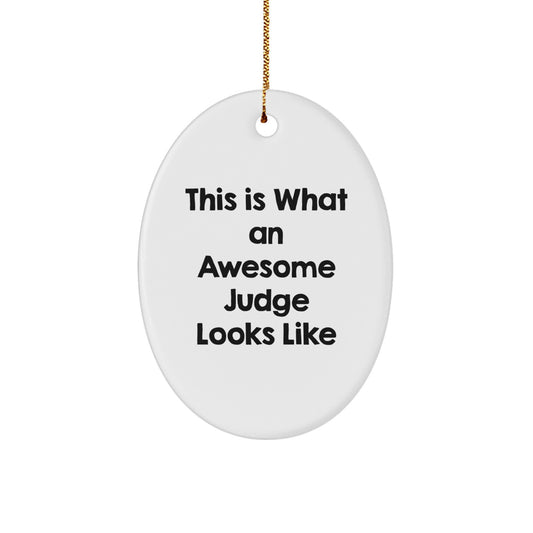 Funny Judge Gifts for Men, Oval Ornament with Quote 'This Is What An Awesome Judge Looks Like', Christmas Unique Presents from Friends - Image 1