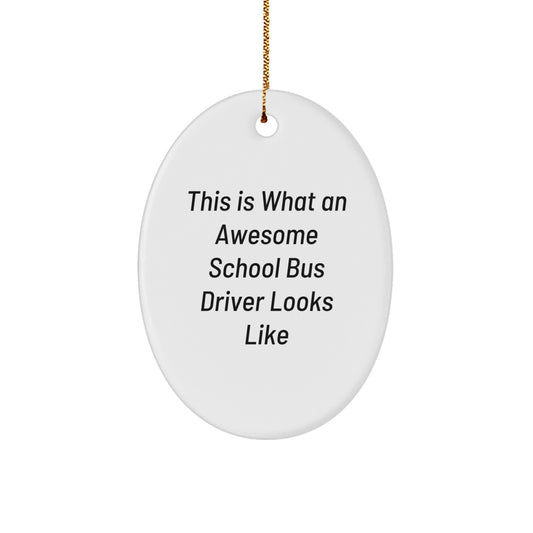 School Bus Driver Gifts for Men - Funny Oval Ornament 'This Is What An Awesome School Bus Driver Looks Like' - Christmas Unique Gifts from Friends to Family - Image 1