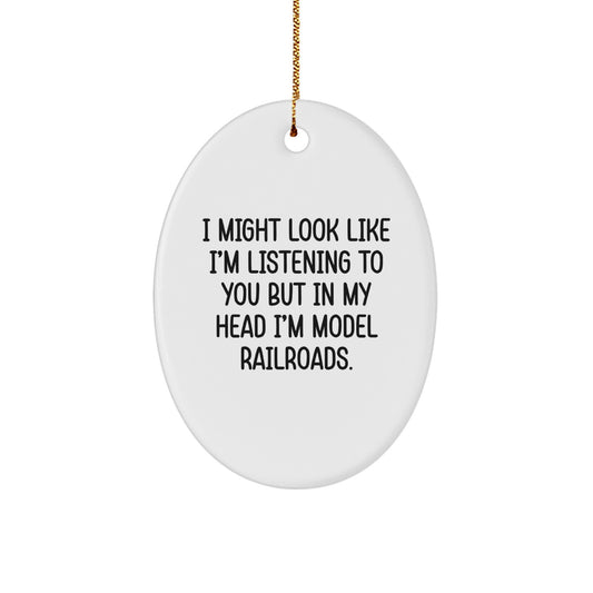 Model Railroads Fun Gifts from Friends and Family, Inspirational Oval Ornament for Model Railroads Enthusiasts, Christmas Unique Gifts - Image 1