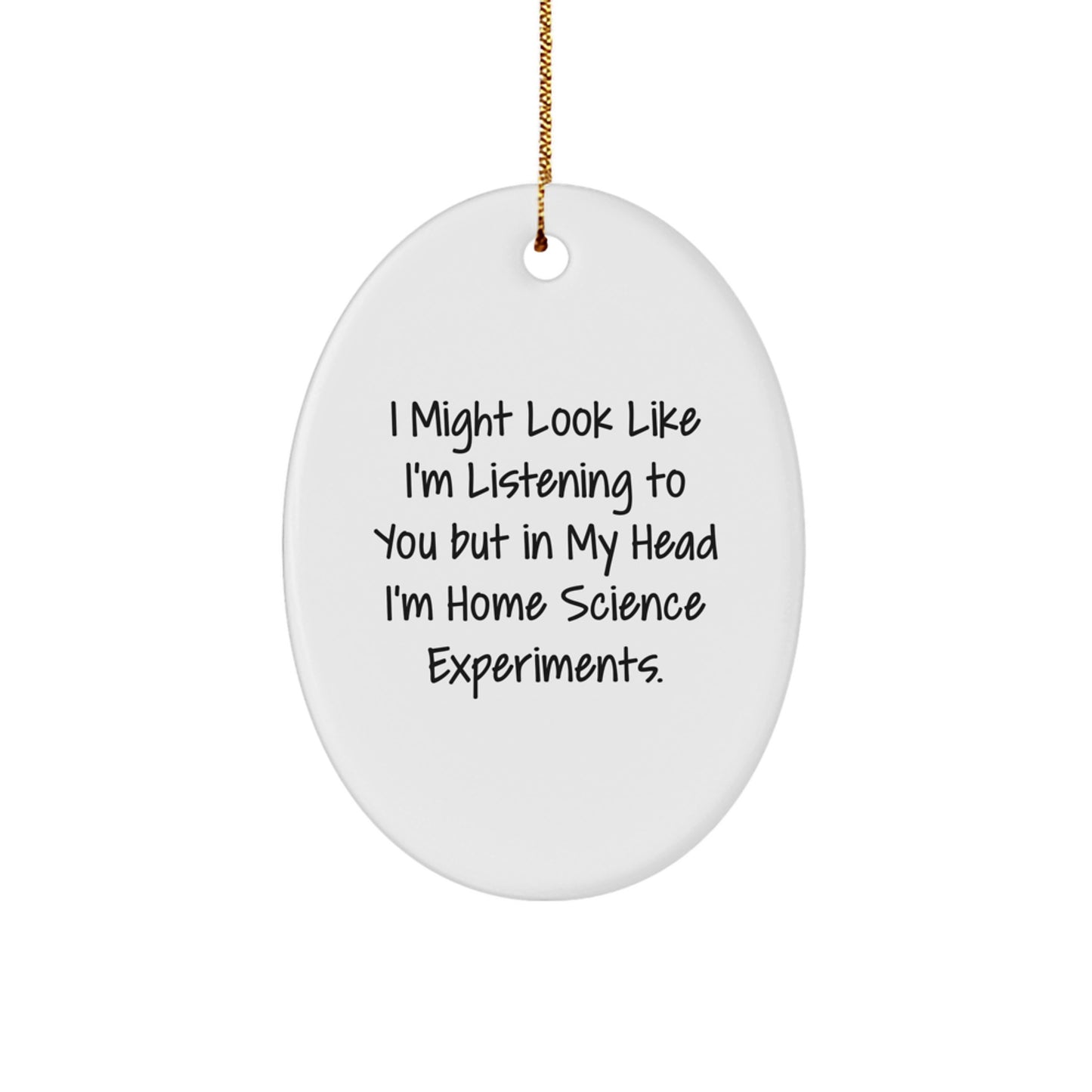 Funny Home Science Experiments Gifts, Oval Ornament with Inspirational Quote, Gifts from Family for Home Science Experiments Lovers, Vibrant White Christmas Ornaments for Science Enthusiasts - Image 1