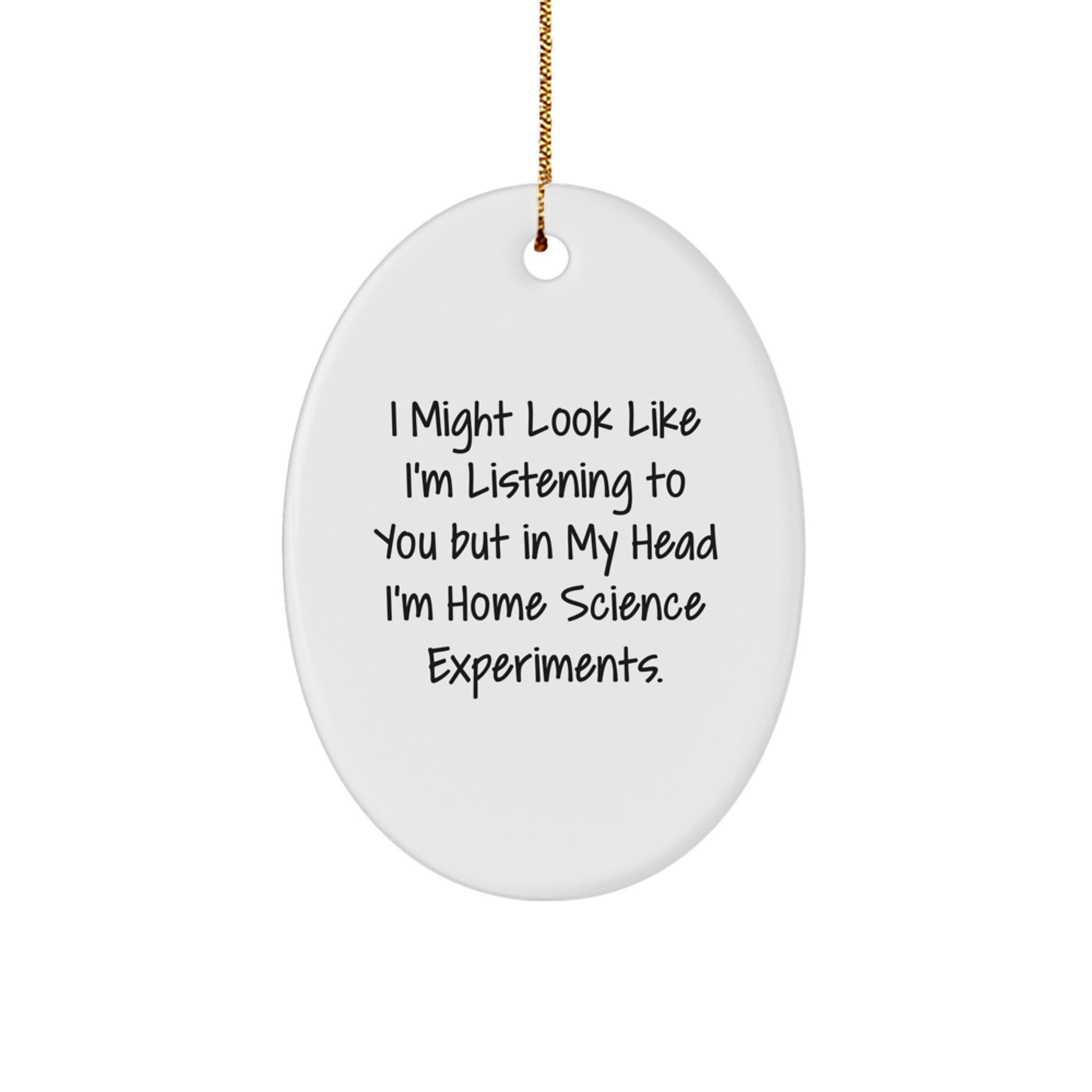 Funny Home Science Experiments Gifts, Oval Ornament with Inspirational Quote, Gifts from Family for Home Science Experiments Lovers, Vibrant White Christmas Ornaments for Science Enthusiasts - Image 1
