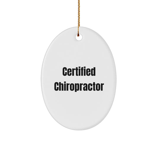 Funny Chiropractor Oval Ornament Gifts from Friends to Chiropractors, 'Keep on Adjusting' Quote, White Oval Shaped, Christmas Unique Gifts - Image 1