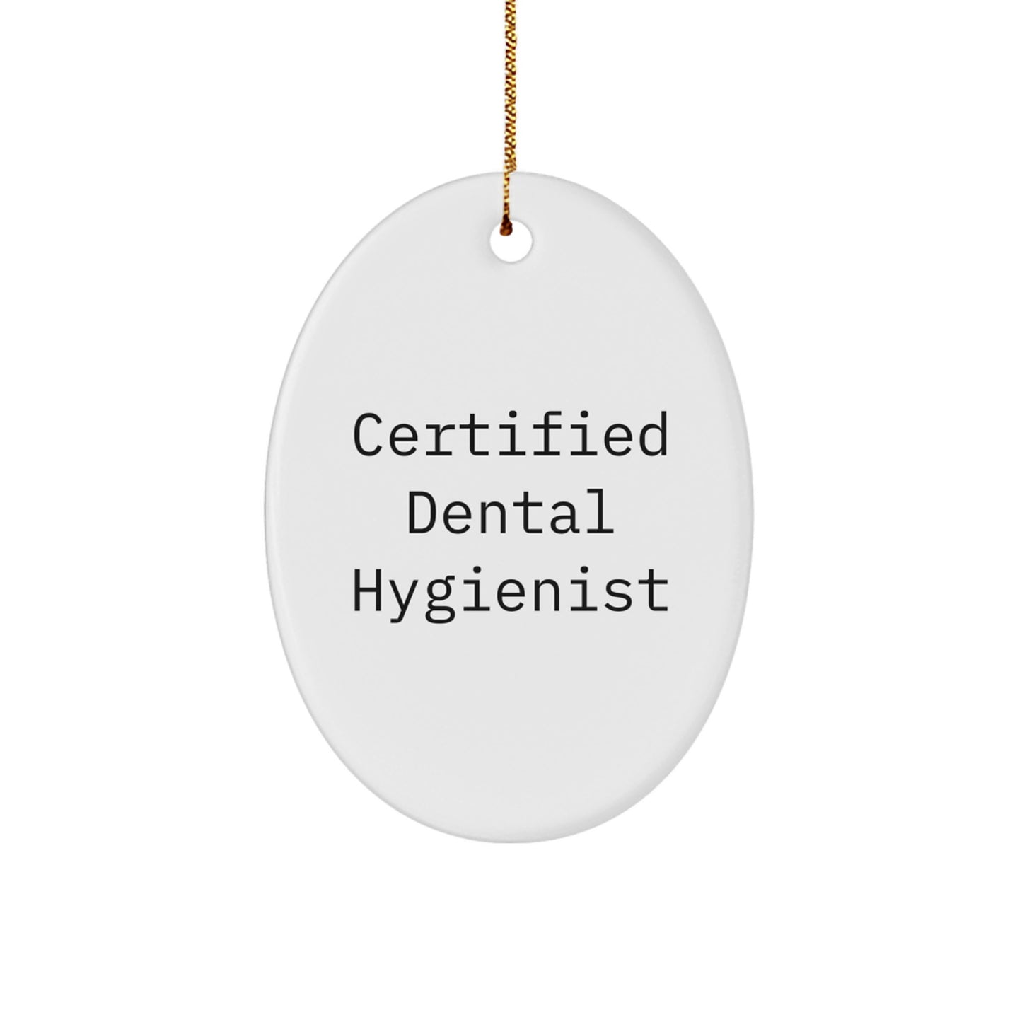 Dental Hygienist Gifts from Friends for Certified Dental Hygienist Christmas Unique Oval Ornament, Funny Quote, 'I Brush My Teeth with a Smile', White Oval Shaped Ornament - Image 1