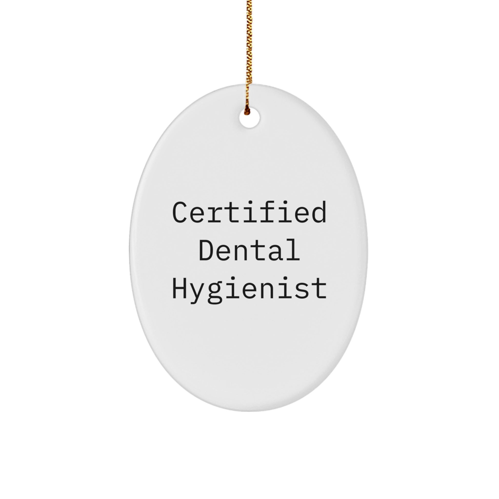 Dental Hygienist Gifts from Friends for Certified Dental Hygienist Christmas Unique Oval Ornament, Funny Quote, 'I Brush My Teeth with a Smile', White Oval Shaped Ornament - Image 1