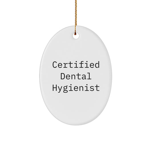 Dental Hygienist Gifts from Friends for Certified Dental Hygienist Christmas Unique Oval Ornament, Funny Quote, 'I Brush My Teeth with a Smile', White Oval Shaped Ornament - Image 1