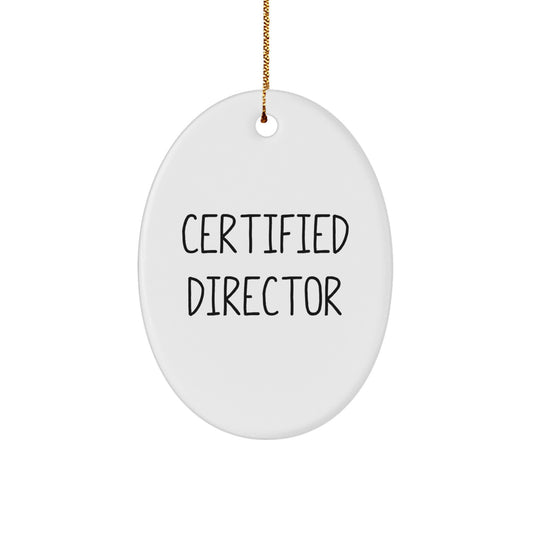 Gifts from Men to Director - Funny Quote Oval Ornament, White, 3.25'' Tall, Christmas Unique Gifts for Him - Image 1
