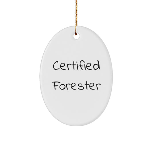 Forester Gifts from Friends - Funny 'Certified Forester' Oval Ornament for Christmas Unique Gifts - Image 1