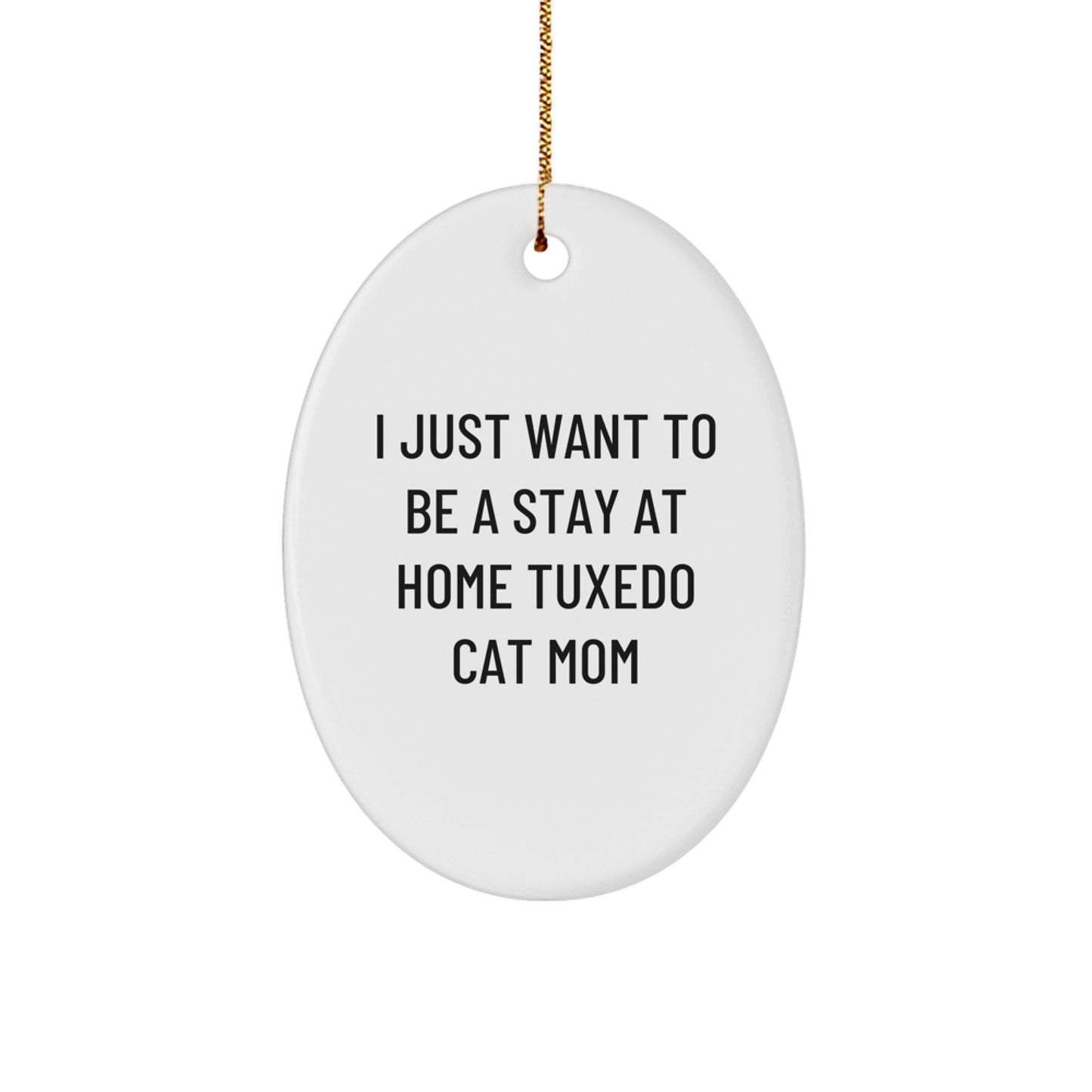 Funny Tuxedo Cat Mom Oval Ornament Gifts from Friends for Christmas - Image 1